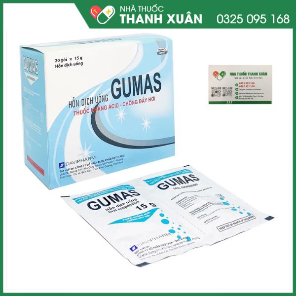 Gumas - Giảm triệu chứng ợ nóng, viêm thực quản, viêm dạ dày, loét dạ dày